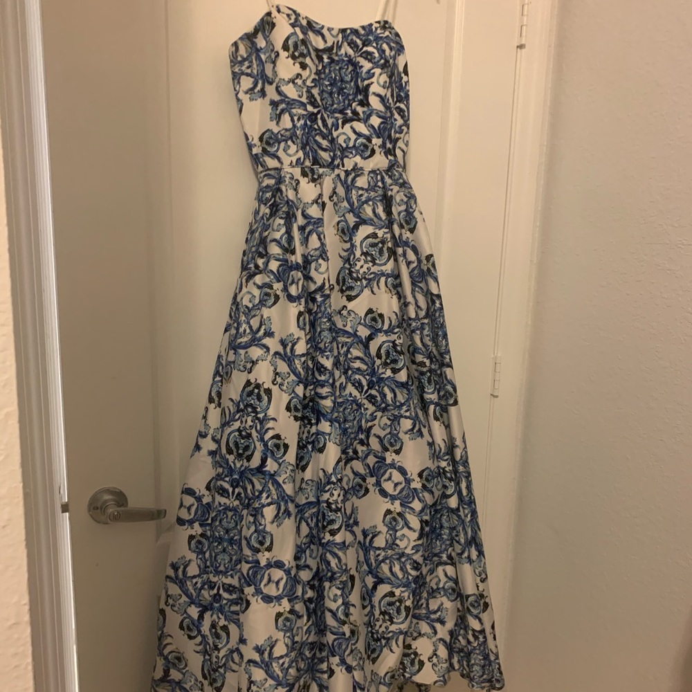 blue & white prom dress